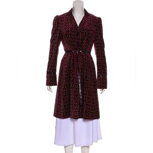 ALBERTA FERRETTI Unique Patent Leather-Trimmed Burgundy Plum Velvet Coat Size: M